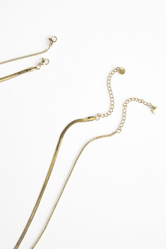 Snake Chain Stainless Steel Layered Necklace Set #2