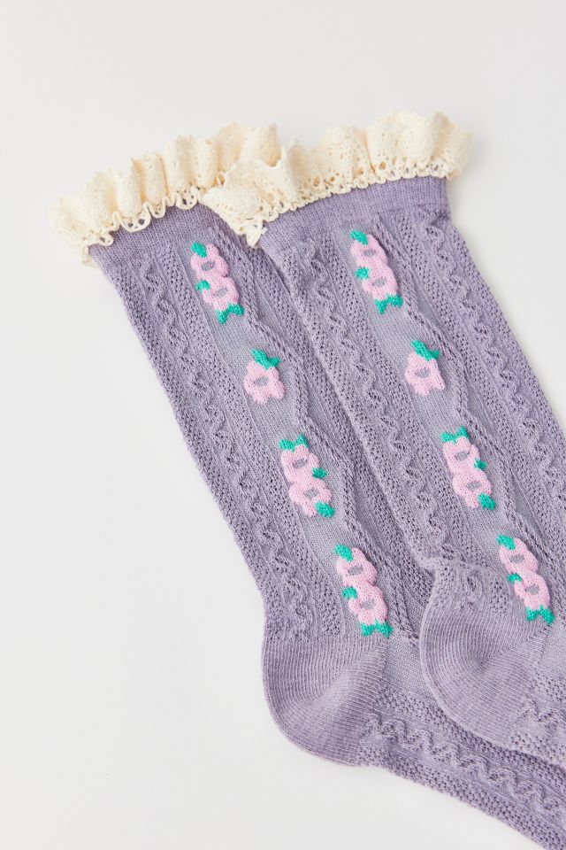 Chaussette Basse Florale Garniture en Dentelle #1