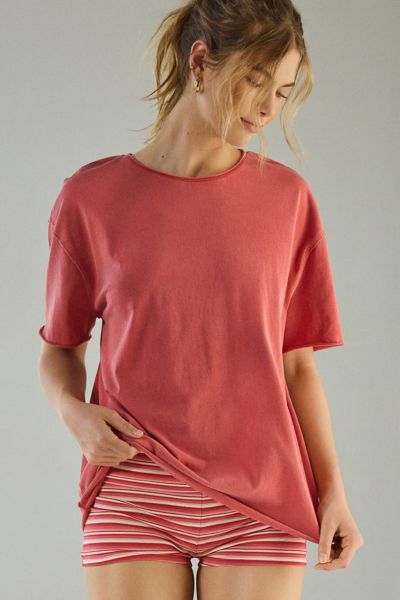 Out From Under Taylor Oversized Crew Neck Tee In Red, Women's At Urban Outfitters In Red