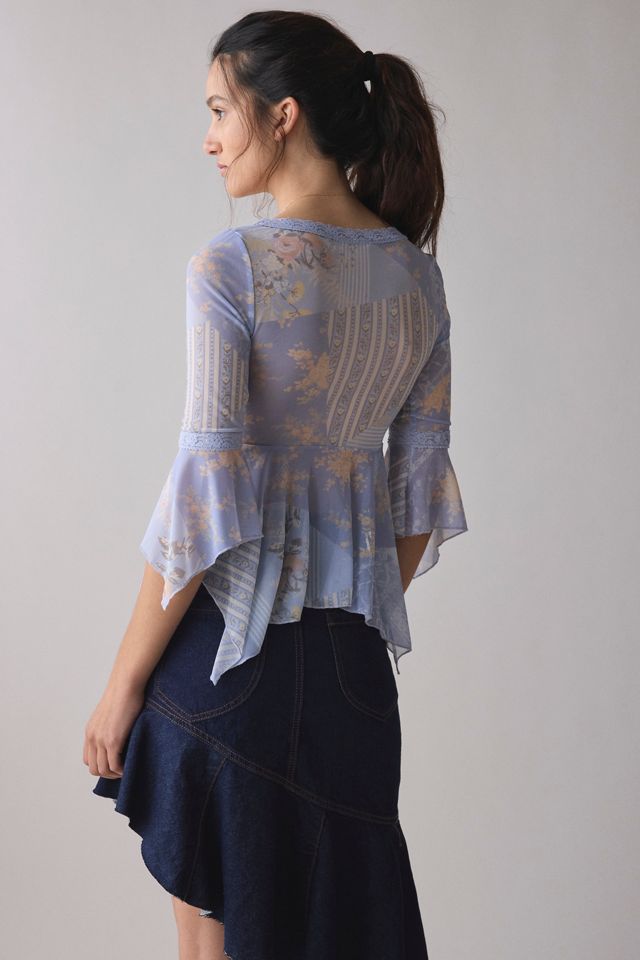 本日最終！★新品 アパルトモン Shirring Blouse ネイビー Sheer Voile Shirring Blouse（シャツ／ブラウス）｜L'Appartement