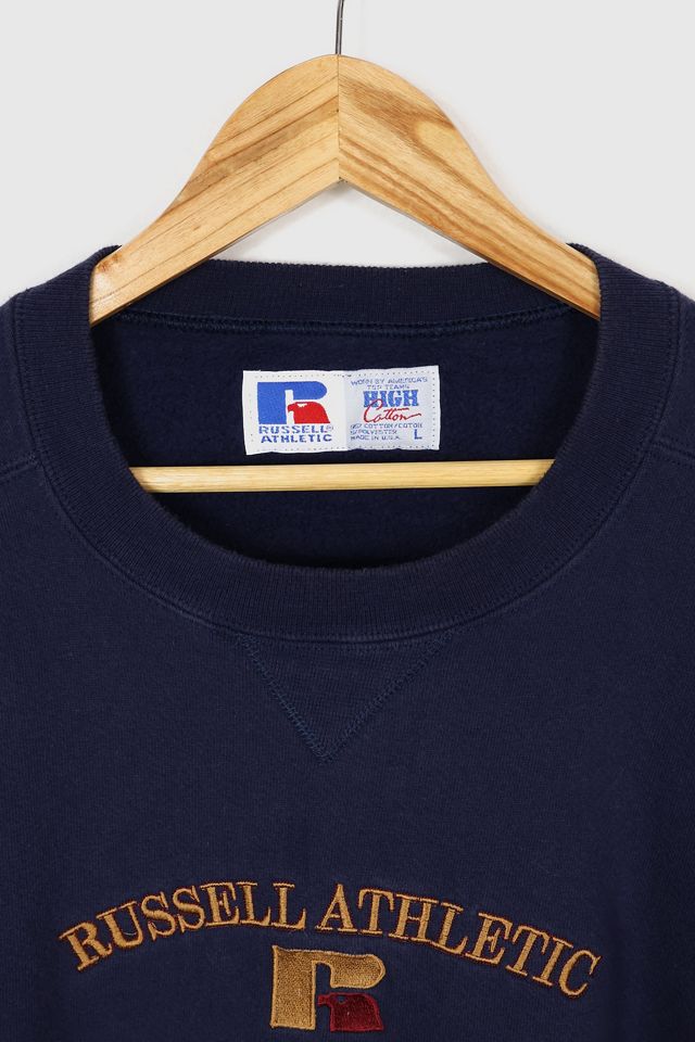 Short Vintage Russell Athletic Homme Bleu Marine Taille S – 100% Coton, Deadstock USA