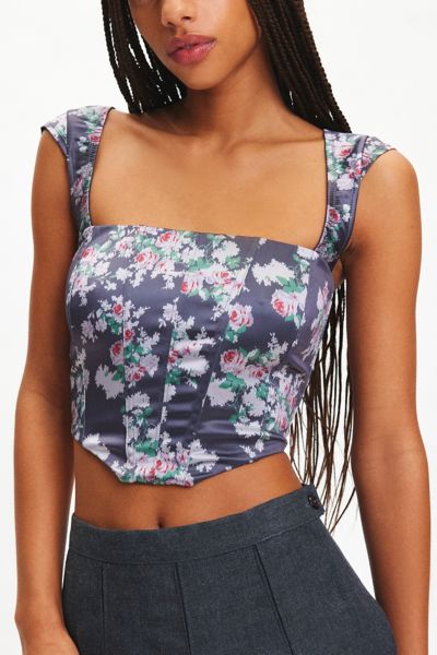 Out From Under About Time Printed Satin Corset Top