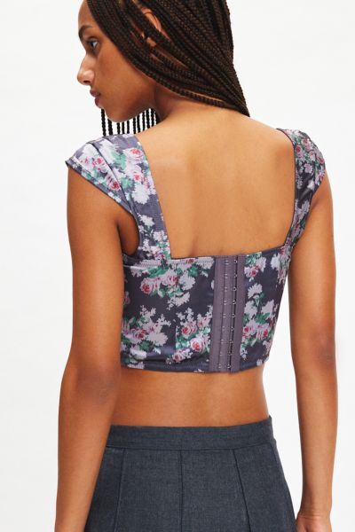 Out From Under About Time Printed Satin Corset Top