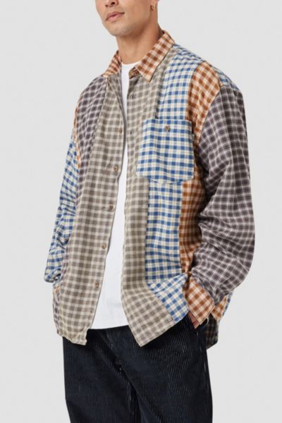 Shop Barney Cools Cabin 2.0 Mixed Plaid Flannel Shirt Top, Men's At Urban Outfitters In Multicolor