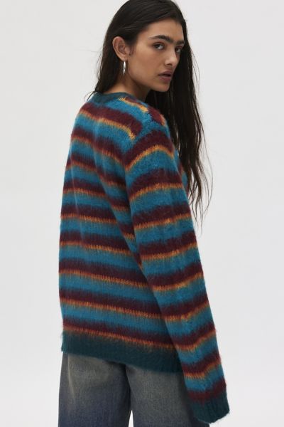 iets frans… Fluffy Striped Crew Neck Sweater