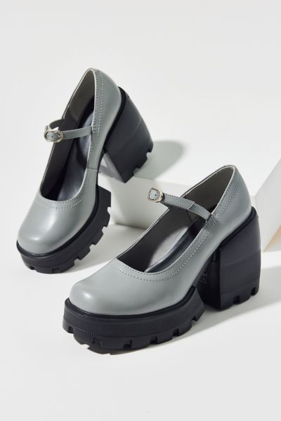 Charles & Keith Buckled Platform Mary Jane Heel In Grey, Women's At Urban Outfitters
