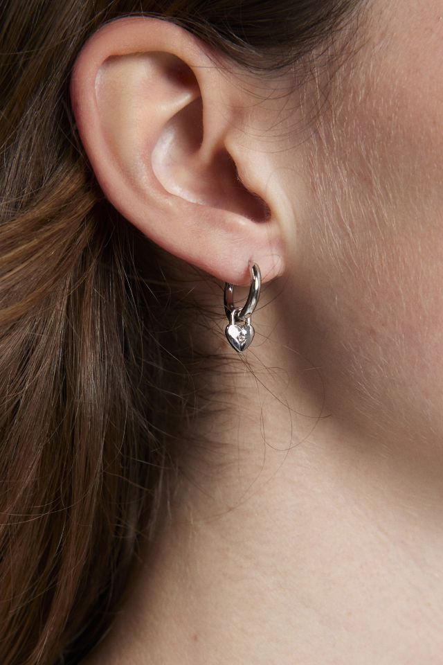 14k Gold Plated Heart Charm Hoop Earring #1