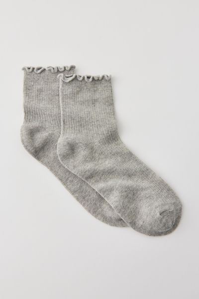 Urban Outfitters Lettuce-edge Ribbed Sock In Grey, Women's At  In Grey