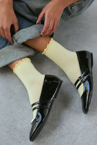 Urban Outfitters Lettuce-edge Ribbed Sock In Light Yellow, Women's At  In Light Yellow