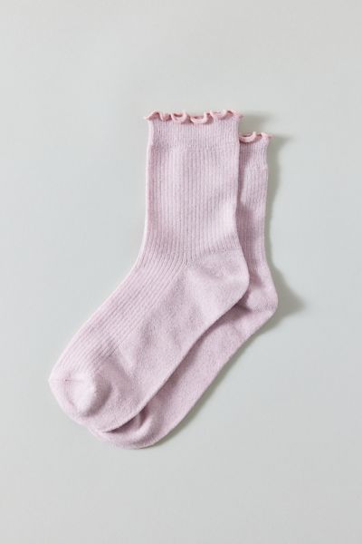 Urban Outfitters Lettuce-edge Ribbed Sock In Pink, Women's At  In Pink