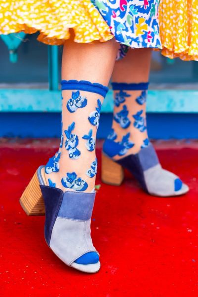 Sock Candy Blueberry Ruffle Sheer Sock