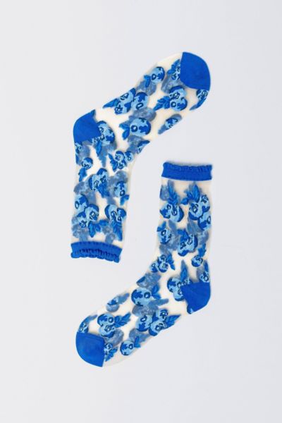 Sock Candy Blueberry Ruffle Sheer Sock