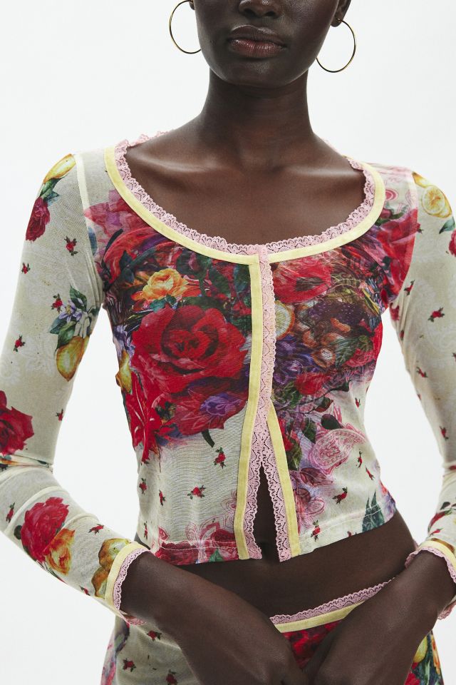 Jaded London Giara Printed Mesh Cardigan #1