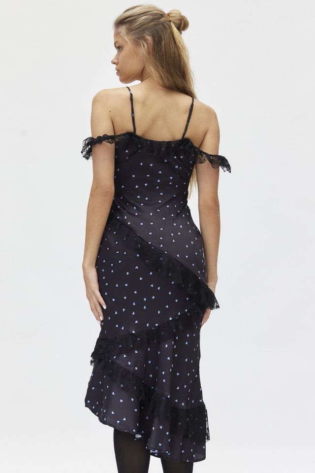 Robe Midi Asymétrique en Satin à Épaules Dénudées Adalyn Kimchi Blue #3