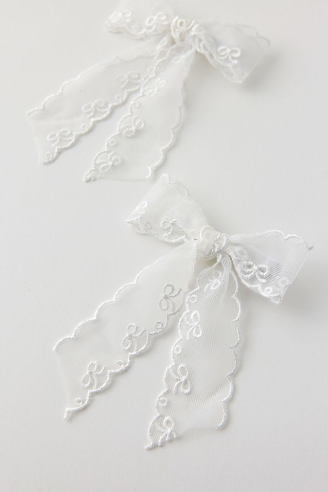 Printed Lace Hair Bow Clip Set #2