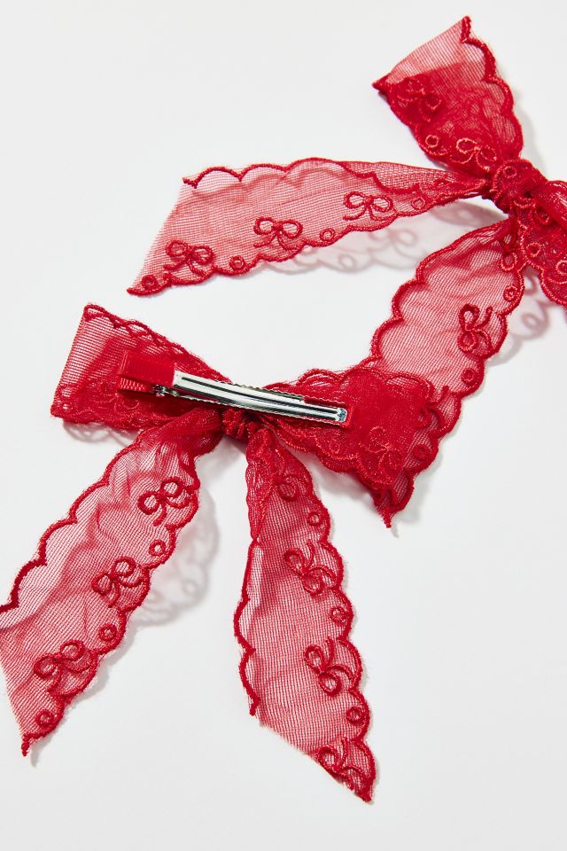 Printed Lace Hair Bow Clip Set #2