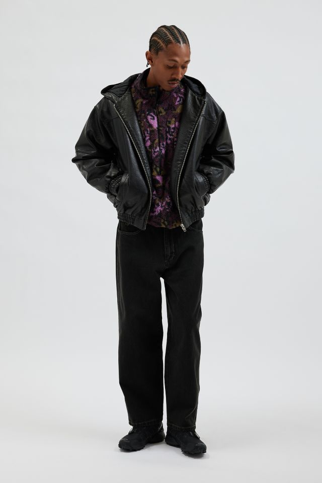 BDG Faux Leather Hooded Skate Jacket