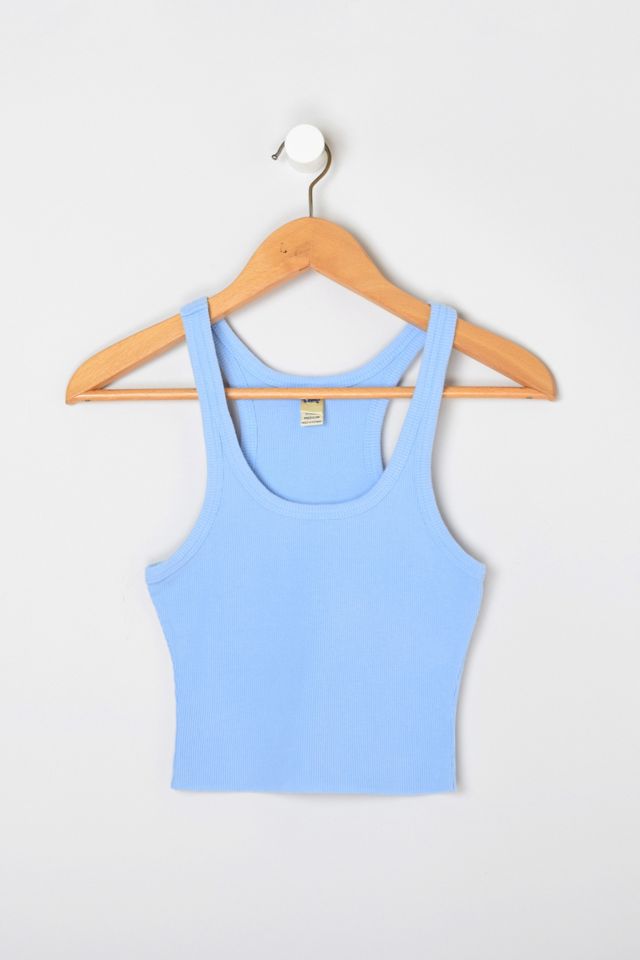 Vintage 90s Light Blue Ribbed Cropped Tank | Urban Outfitters