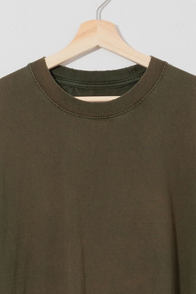 Vintage Y2K Distressed Sun Faded Green Heavy Duty Cotton T-Shirt #1
