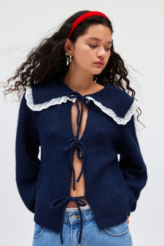 Kimchi Blue Maude Oversized Collar Tie Front Cardigan