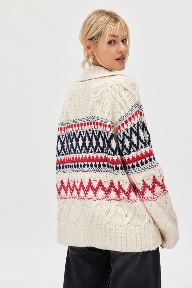 BDG Beverly Fairisle Oversized Zip-Up Sweater #2