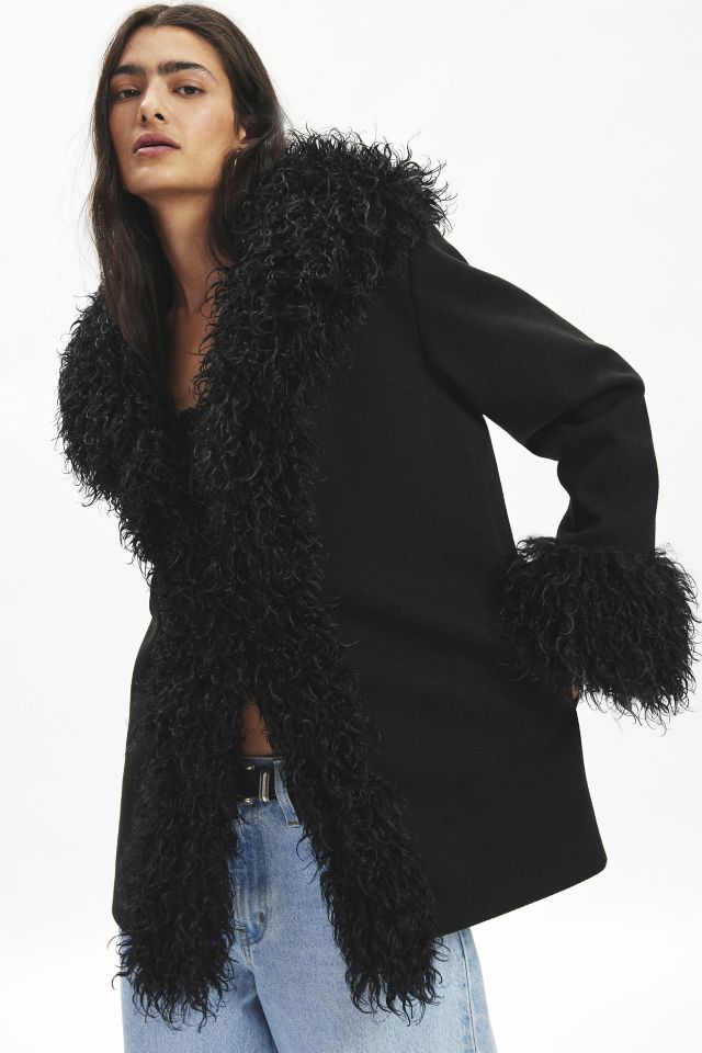 Silence + Noise Vivienne Faux Fur Trim Coat #1