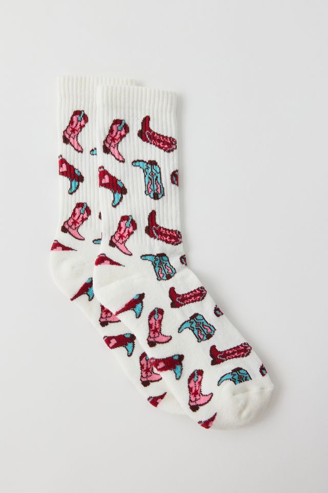 Jacquard Cowboy Boot Crew Sock | Urban Outfitters