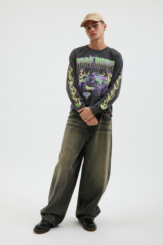 Grave Digger Monster Truck Cropped Long Sleeve Graphic Tee #2