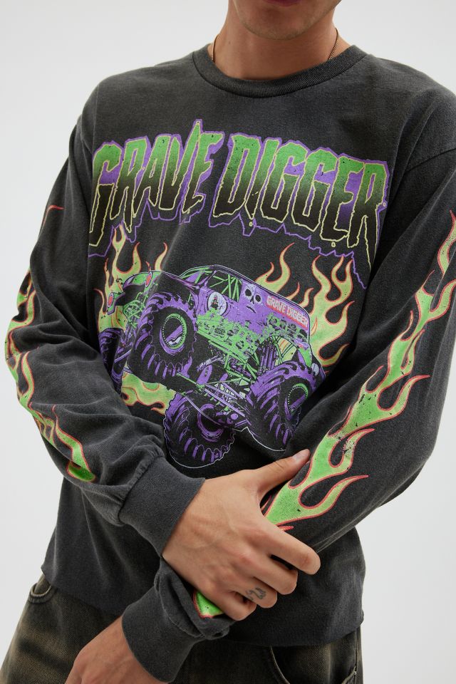 Grave Digger Monster Truck Cropped Long Sleeve Graphic Tee #3