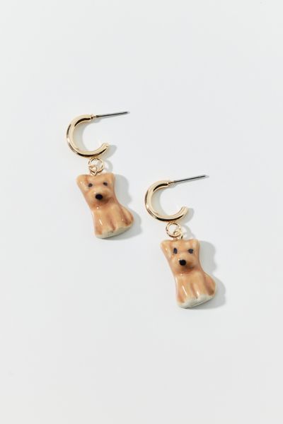 Doggy Ceramic Charm Hoop Earring