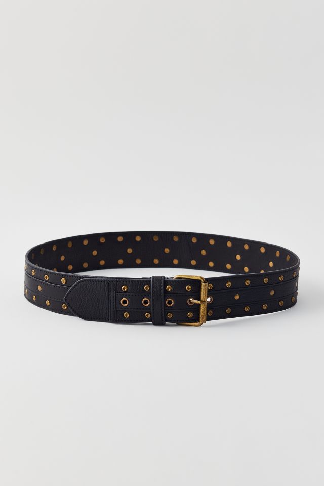 Studded Washed Leather Belt #1