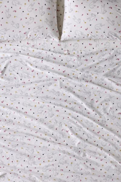 Urban Outfitters Sleepy Cats Core Sheet Set In White At  In Purple