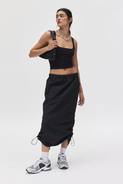 Champion Uo Exclusive Taslan Midi Skirt In Black At Urban Outfitters In Black