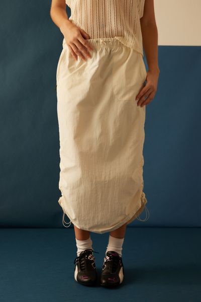 Champion Uo Exclusive Taslan Midi Skirt In Cream At Urban Outfitters