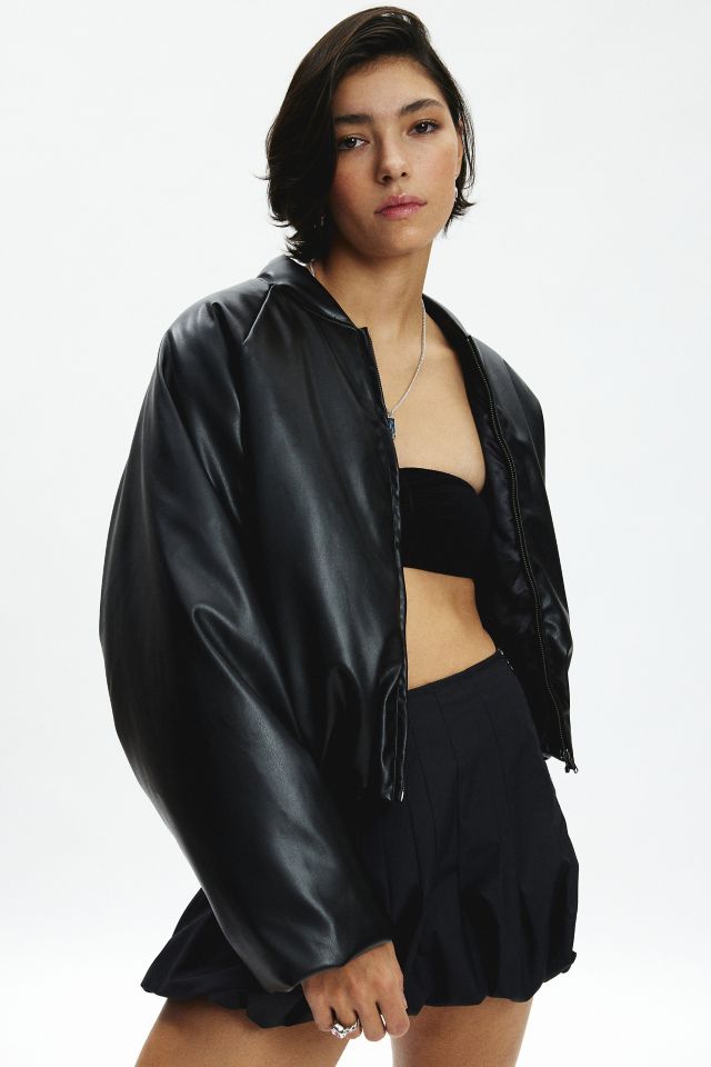 AFRM Billie Faux Leather Padded Bomber Jacket #1