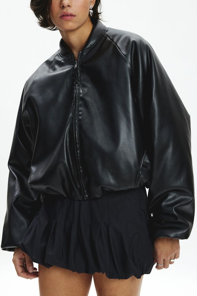 AFRM Billie Faux Leather Padded Bomber Jacket #2