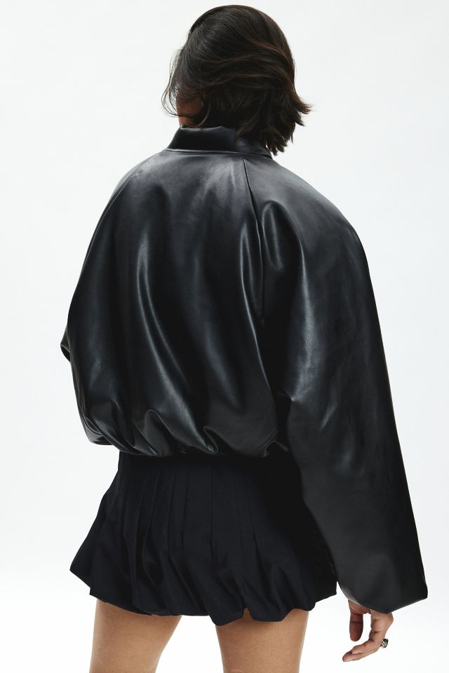 AFRM Billie Faux Leather Padded Bomber Jacket #3