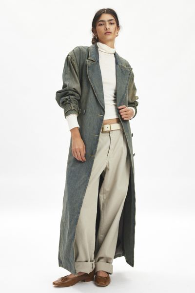 AFRM Saint Barrel Sleeve Denim Trench Coat