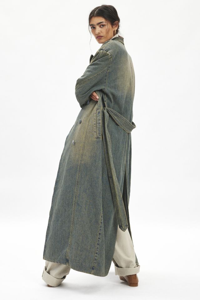 AFRM Saint Barrel Sleeve Denim Trench Coat #3