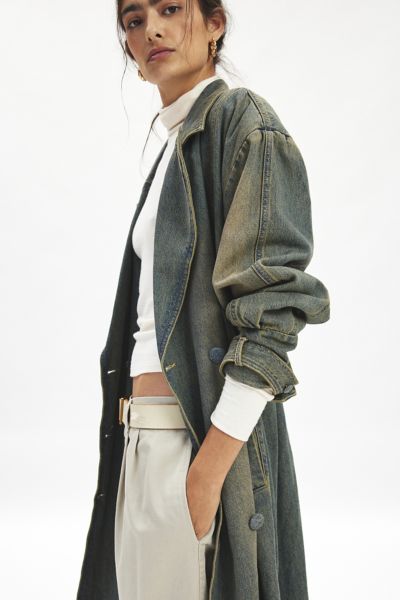 AFRM Saint Barrel Sleeve Denim Trench Coat