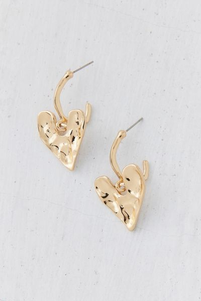 Hammered Heart Hoop Earring