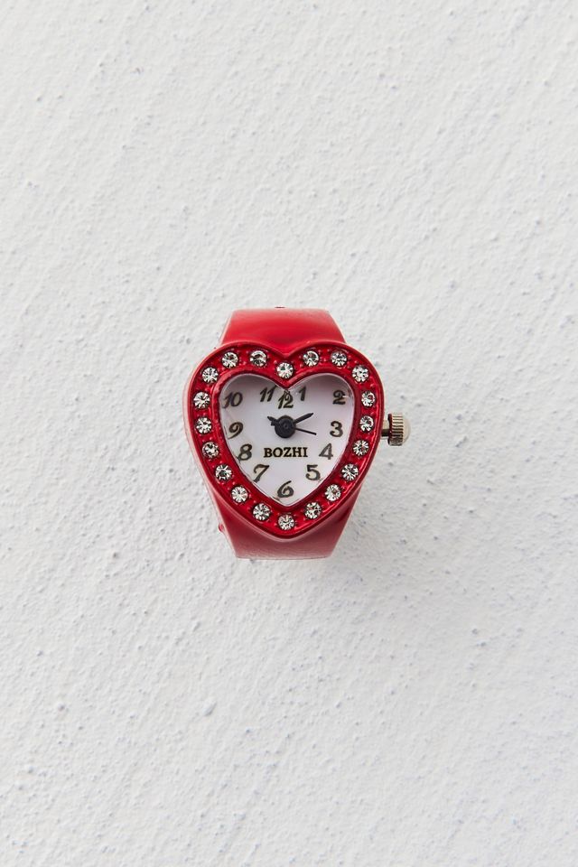 Rhinestone Heart Watch Ring #1