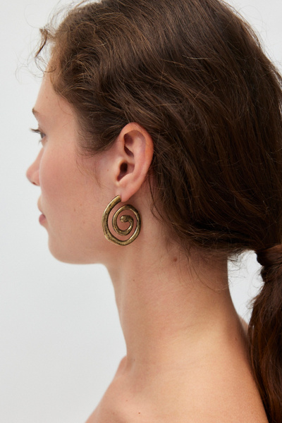 Swirly Burnished Hoop Earring