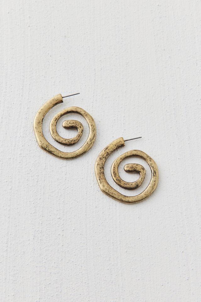 Swirly Burnished Hoop Earring #1