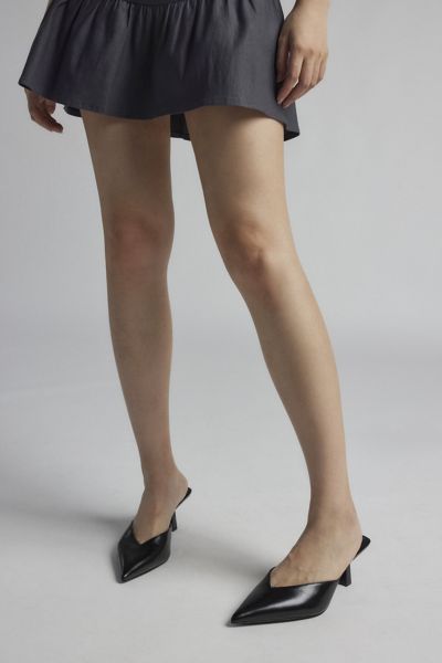 モダンスタイル【STEVE MADDEN】アラメダ スクエアトゥ ミュール ALAMEDA Black Leather Square-Toe Mule Women's Heel – Steve