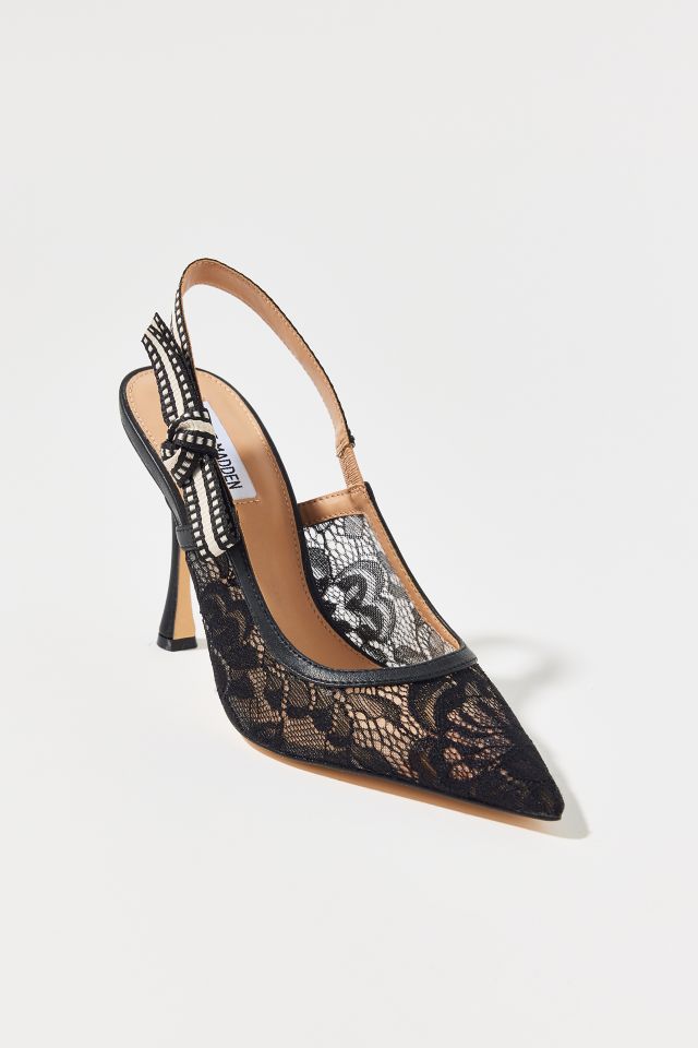 Steve Madden | BRI スリングバックパンプス ブラックレース BRI Black Lace Slingback Pump Women's Heel – Steve Madden