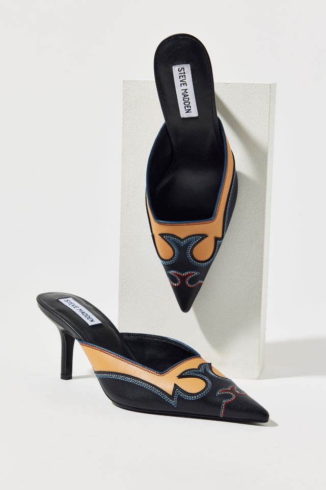 Steve Madden【新作SALE♪】THORIN ポインテッド ミュール Steve Madden Women's Thorin Rhinestone Pointed-Toe Mid-Heel