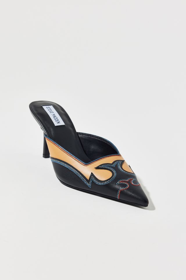 Steve Madden【新作SALE♪】THORIN ポインテッド ミュール Steve Madden Thorin Leather Colorblock Point Toe Mules