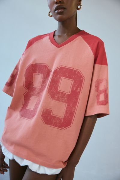 Urban Outfitters 89 V-neck Boxy Graphic Tee In Red, Women's At  In Red