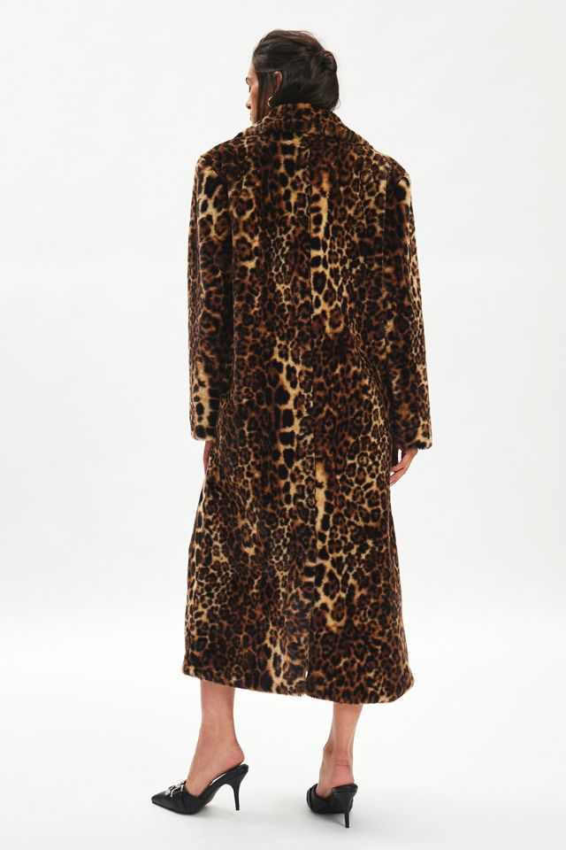 Silence + Noise Laura Leopard Print Faux Fur Overcoat #4